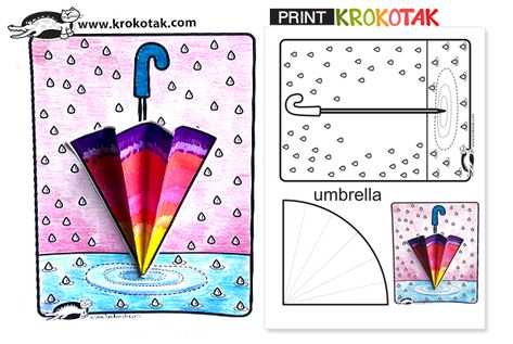 krokotak | UMBRELLA + free printable templates Umbrella Template, Rain Crafts, Umbrella Craft, Free Printable Templates, Umbrella Decorations, Fine Motor Activities For Kids, Kindergarten Art Projects, Kids Umbrellas, Abc Coloring Pages