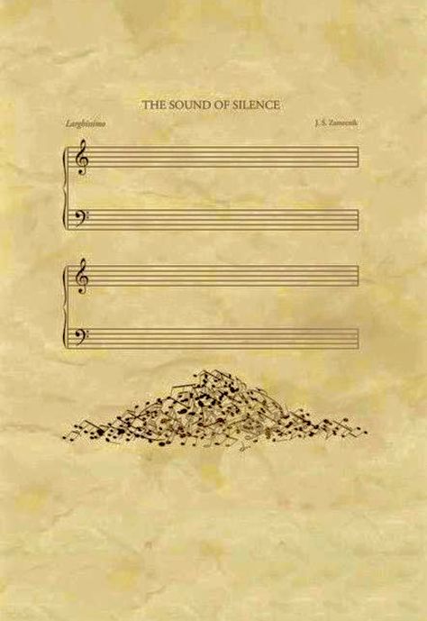 The Sound Of Silence ~ J. S. Zamecnik 😜 The Sound Of Silence, Sound Of Silence, Music Jokes, Fina Ord, Music Paper, I'm With The Band, Music Score, Music Humor, Music Theory