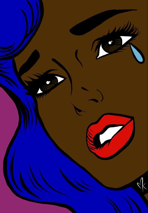 Vintage Comics Black Women, Pop Art Black Woman, Vintage Comics Girl Pop Art, Comically Vintage, Black Pop Art, Sneaker Ideas, Pop Art Face, Pop Art Comic Girl, Illustrator Portrait