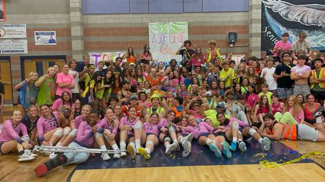 Neon student section for a volleyball game! | Foothill HS Neon Student Section, Neon Game, Student Section, Volleyball Games, Game Themes, Volleyball, Neon