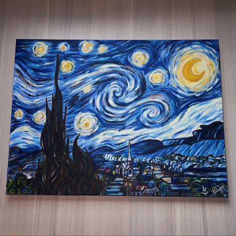 Van Gogh’s Starry Night by Pedro Donato (Noite Estrelada) #vangogh #painting #drawing #art #artist #starrynight #ink #impressionism Van Gogh Gallery, Lukisan Van Gogh, Desenhos Van Gogh, Parking Spot Painting, Starry Night Art, Starry Night Painting, Art Assignments, Most Famous Paintings, Arte Van Gogh