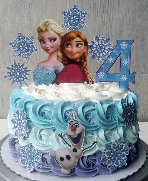 Frozen Front Door Decor, Frozen Cake With Topper, Frozen Birthday Cake And Cupcakes, Elsa 3rd Birthday Cake, Frozen Princess Birthday Cake, Elsa Themed Cake, Frozen 2nd Birthday Cake, Elsa Birthday Party Cake, Simple Elsa Cake