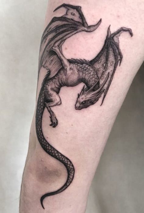 Dark Sister, Dragon Tattoo Leg, Powerful Tattoo, Black Dragon Tattoo, Dragon Tattoo Ideas, Game Of Thrones Tattoo, Red Dragon Tattoo, Dragon Tattoos For Men, Small Dragon Tattoos