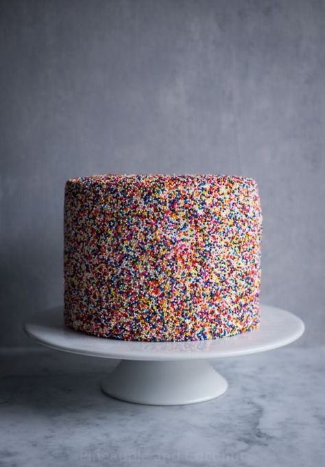 Best birthday cake recipe — with sprinkles                                                                                                                                                     More Best Birthday Cake Recipe, Cake With Sprinkles, New Years Eve Dessert, Sprinkles Recipe, Meringue Buttercream, Swiss Meringue Buttercream, Swiss Meringue, Sprinkle Cake, Buttercream Recipe