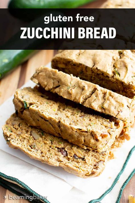 Gluten Free Zucchini Bread (Vegan) from Beaming Baker. Irresistible vegan zucchini bread that's moist ‘n buttery with the perfect crumb. The best gluten free zucchini bread—deliciously spiced with cinnamon and tasty walnuts! Gluten Free Zucchini Recipes, Moist Zucchini Bread, Gluten Free Vegan Bread, Vegan Zucchini Bread, Gluten Free Zucchini Bread, Zucchini Bread Recipe, Vegan Zucchini, Best Gluten Free, Healthy Recipes Easy Snacks