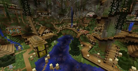 Underground Civilization, Underground Village, Minecraft Cave House, Minecraft Underwater, Concept Aesthetic, Villa Minecraft, Minecraft Underground, Minecraft Base, Construction Minecraft