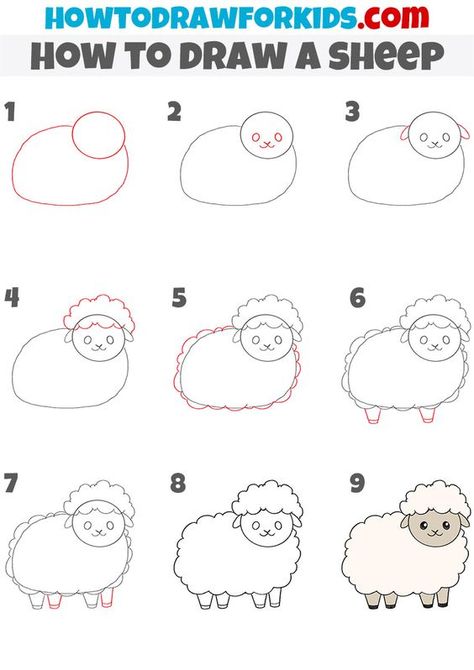 How to Draw a Sheep Drawings step by step for kids #drawingsstepbystepforkids Drawing ideas #drawingideas Drawing ideas for kids #drawingideasforkids 1.530 Easy Sheep Drawings, Draw A Sheep, Easy Elephant Drawing, Christmas Drawings For Kids, Smash Book Inspiration, Easy Halloween Drawings, Landscape Drawing Easy, Thanksgiving Drawings, Sheep Drawing