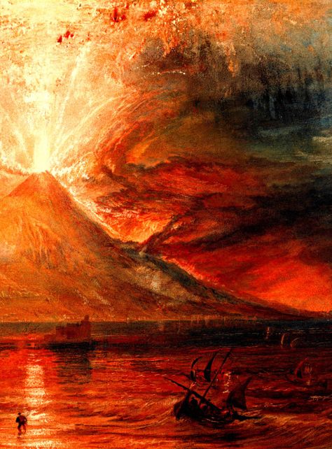 Joseph Mallord William (1775-1851) Mount Vesuvius in Eruption, detail, between… Art Romantique, Turner Painting, J.m.w. Turner, Joseph Williams, Mount Vesuvius, Joseph Mallord William Turner, Marine Painting, History Painting, William Turner