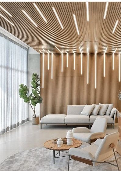 Ceiling Reception Design, Clinic Ceiling Design, Reception Ceiling Design, Pvc Panel Ceiling Design, Fluted Ceiling, Pvc Wall Panels Designs, Wall Panel Designs, Living Room Interiors, Designs For Living Room