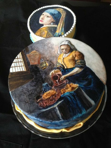 Impressive Cakes, The Milkmaid, Cookie Recipes For Kids, Artist Cake, Girl With A Pearl Earring, Cake Artist, 3d Cakes, Rainbow Food, Johannes Vermeer