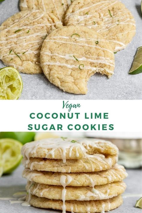 Coconut Cookies Vegan, Vegan Lime Cookies, Vegan Coconut Cookies Recipes, Vegan Lime Recipes, Fresh Coconut Recipes, Fresh Coconut Recipe, Vegan Coconut Cookies, Coconut Lime Cookies, Lime Sugar Cookies