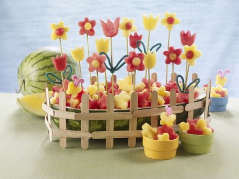 Watermelon Board | Flowering Garden Fruit Kabobs Display, Fruit Basket Watermelon, Fruit Salad Decoration, Fruit Party Decorations, Edible Fruit Arrangements, Fruit Bowl Display, Watermelon Flower, Bbq Pitmasters, Fruits Decoration