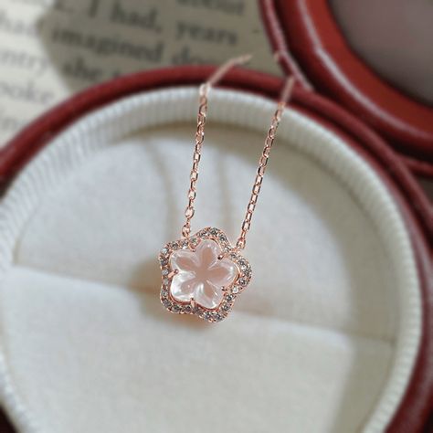 Faster shipping. Better service Korean Pendant, Korean Necklace, Peach Blossom Flower, Necklace Korean, Cherry Blossom Necklace, Rose Gold Fashion, Art Jewelry Design, Peach Blossom, Necklace Flower