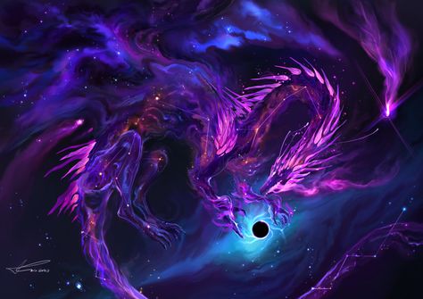 Cosmic Dragon Art, Cosmic Oc, Celestial Dragons, Cosmic Dragon, Cosmic Entities, Space Dragon, Elemental Dragons, Cosmos Art, Legendary Dragons