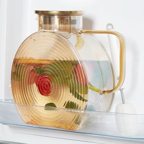 Amazon.com: OneDream Glass Pitcher with Lids for Fridge Door, 2.5l/84oz Large Iced Tea Pitcher with Handle, Borosilicate Water Jug for Sun Tea, Fruit Juice, Drinks, Lemonade, Cold or Hot Beverages, Champagne : Home & Kitchen Drinks Lemonade, Sun Tea Jar, Glass Fridge, Iced Tea Pitcher, Sun Tea, Tea Pitcher, Decoration Styles, Fridge Door, Glass Jug