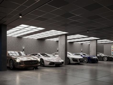 Luxury Car Garage Design, Amazing Garages, Garage Showroom, Parking Ideas, Underground Car Park, Background Car, Casa Garage, Garage Design Interior, Luxury Car Garage