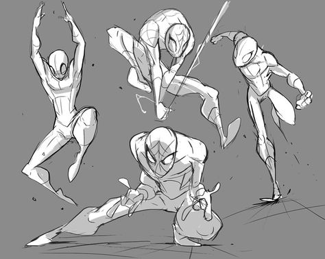 Spider-Man sketching Super Hero Poses Drawing, Spiderman Action Poses, Poses For Men Drawing, Nargyle Art, Spider-man Poses, Dynamic Art Poses, Poses Character Design, Animation Job, Spidey Poses