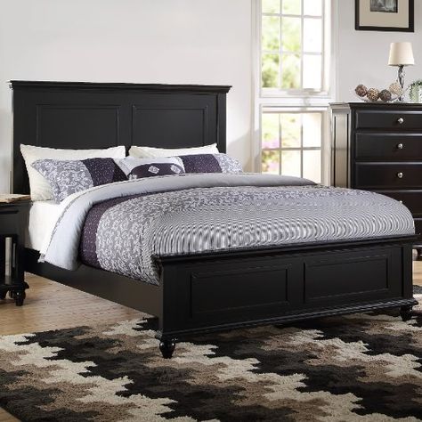 Platform Bed Black Wooden Bed, Black Wood Bed, California King Size Bed, Black Headboard, King Size Bed Frame, Bed Bedroom, Panel Headboard, Black Bedding, Wood Beds