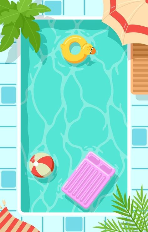 Pool From Above, How To Draw Pool Water, Pool Floatie Drawing, Pool Float Drawing, Swimming Pool Drawing, Pool Clipart, Pool Drawing, Swimming Pool Pictures, Pool Party Birthday Invitations