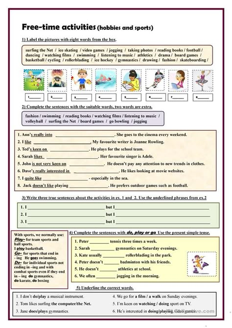 Phonetics English, Freetime Activities, Esl English, Free Time Activities, English Ideas, Hobbies For Kids, Time Worksheets, English File, Hobbies To Try