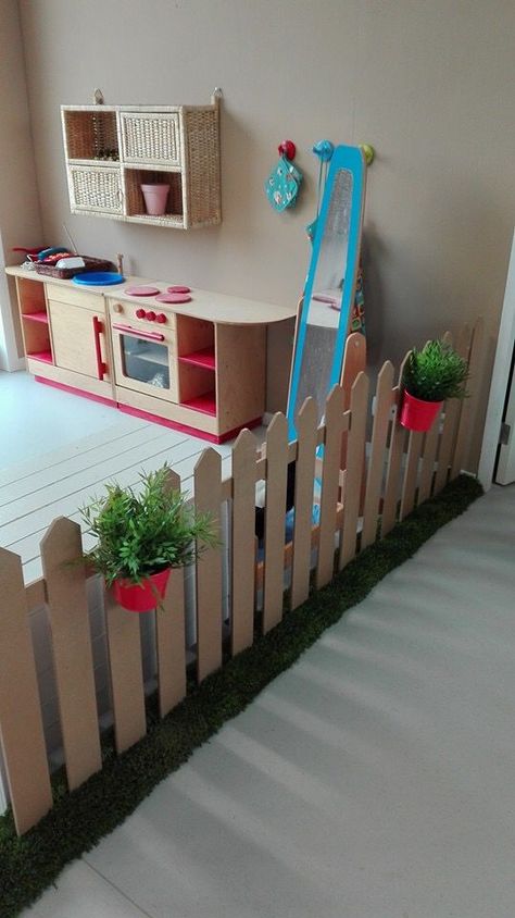 Fun play area for nursery and preschool church rooms Daycare Setup, Daycare Rooms, Decoration Creche, Daycare Decor, Preschool Rooms, Daycare Room, Dramatic Play Area, Church Nursery, Dramatic Play Centers