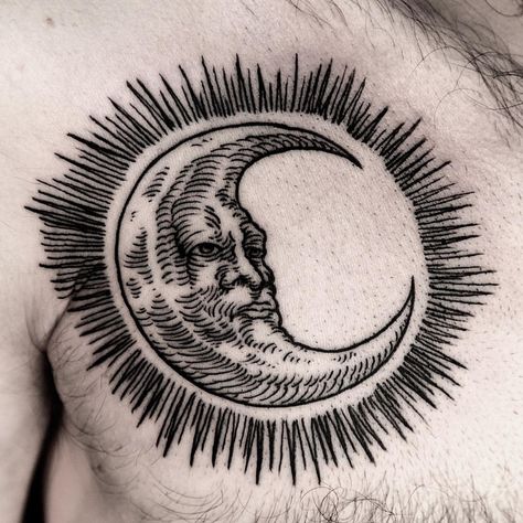 913 Likes, 3 Comments - ilja hummel (@iljahummel) on Instagram: “moon from last week” Woodcut Tattoo, Tattoo Moon, Wood Cut, Moon Tattoo, Sun Moon, Tattoo Artist, I Tattoo, Body Art, Moon