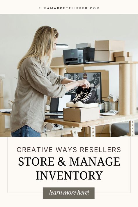 Is your eBay inventory stressing you out? A large part of being a reseller is organizing eBay inventory and figuring out how to store all of your items, so it’s easily accessible when you make a sale. Click here for eBay inventory ideas for your reselling business. Reseller Organization Room, Thrift Reselling, Ebay Inventory Organization, What To Sell Online, Home Flipping, Inventory Organization, Flipping Business, Software Business, Shoe Box Storage