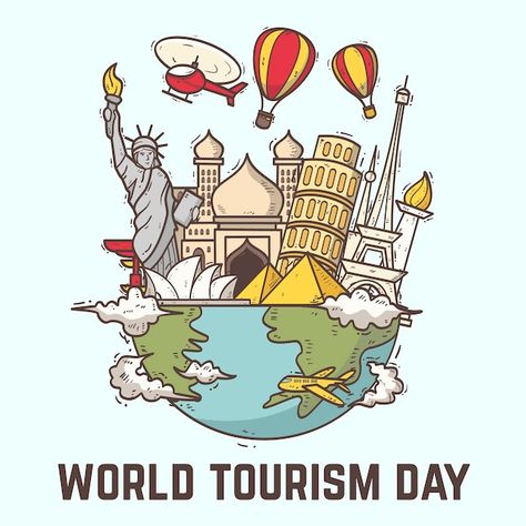 Tourism Poster Drawing, Poster On Tourism, Travel Around The World Drawing, Tourism Drawing, Tourism Day Poster, Tourism Student, Tourism Illustration, Tourism Design, World Tourism Day