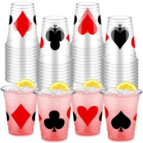 PRICES MAY VARY. Sufficient Quantity: there are 50 pieces plastic poker cups in the package, including 4 different poker designs; Whether it's a small party or a large party, sufficient quantity can meet your various needs for daily use or casino theme parties Classic Casino Theme Design: these 12 oz casino theme cups for party designed with a casino theme and printed with poker theme elements like diamonds, spades, clubs, and hearts; Classy and stylish, and will make casino poker themed parties or game nights more lively Proper Size: these poker drinking cups measure about 3.7 x 4.3 x 2.3inches/ 9.3 x 10.8 x 5.8cm, and have a 12 oz capacity; Great for holding various drinks, beer, cocktails, soda or juices for your guests and really a great addition to your poker themed party decorations Poker Wedding Ideas, Diy Casino Party Decorations, 30th Birthday Poker Theme, Poker Bachelor Party, Casino Royale Party Decorations, Spades Party Ideas, Las Vegas Themed Birthday Party, Casino Theme Engagement Party, Lucky In Love Bridal Shower Decor Casino