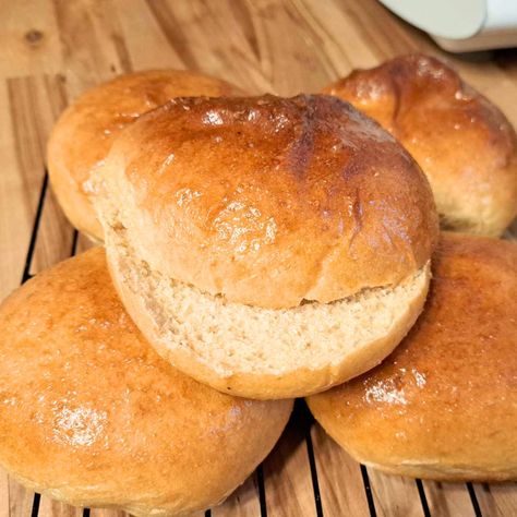 These soft and fluffy brioche buns are made using the tangzhong method. They are soft and fluffy and take any burger to the next level. It's hard to believe they are made with fresh milled flour. Brioche Hamburger Buns, Fresh Milled Flour, Basic Bread Recipe, Wheat Berry, Grain Recipes, Berry Recipes, Wheat Recipes, Real Bread, Moist Banana Bread