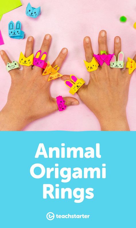 Are you looking for some origami videos for kids? Or some easy step-by-step origami instructions that your students can easily follow. These are the cutest origami activites going around! Origami animal rings! Origami Rings Step By Step, Easy Origami For Preschoolers, Easy Kids Origami, Origami Ring Step By Step, Origami Cat Ring, Orgamini For Kids, Origami Tutorial Easy Step By Step, Orgamini For Kids Easy Step By Step, Easy Origami For Kids Step By Step