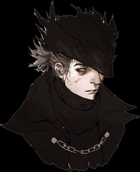 Man With Eyepatch Character Art, Bloodborne Art Hunters, Dnd Hunter, Dnd Bloodborne, Blood Hunter Dnd, Bloodborne Pfp, Bloodborne Oc, Hunter Bloodborne, Bloodborne Hunter