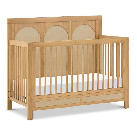 Namesake Eloise 4-in-1 Convertible Crib in Honey and Performance Sand Eco-Weave, GREENGUARD Gold Certified Nursery Traditional, Fabric Detailing, 4 In 1 Crib, Play Wood, Bed Bassinet, Nursery Trends, Sleep Gifts, 7 Drawer Dresser, Toddler Beds