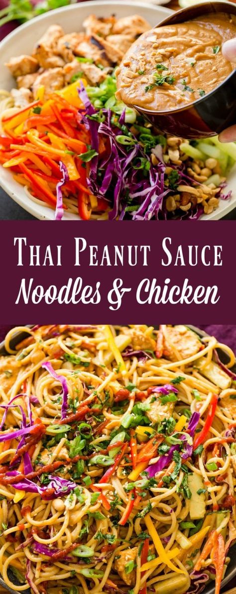 Thai Peanut Sauce Noodles, Noodles And Chicken, Tasteful Recipes, Thai Peanut Noodles, Spicy Thai Noodles, Cooking Noodles, Peanut Sauce Noodles, Easy Peanut Sauce, Noodle Bowls Recipes