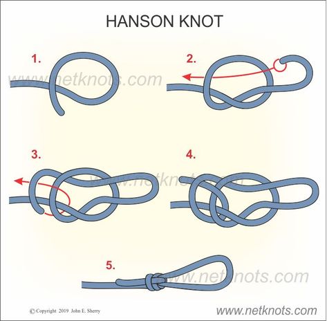 How to tie a Hanson Knot animated and illustrated | Rope Knots by NetKnots Perfection Loop Knot, How To Tie A Keychain Knot, How To Tie A Rope, Hangmans Knot, Prusik Knot, Animated Knots, How To Tie Knots, Scout Knots, Fishermans Knot