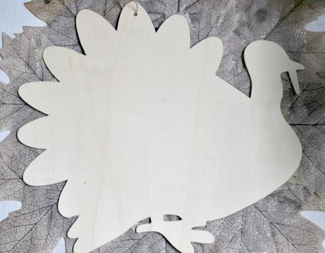 Quick And Easy DIY Dollar Store Thanksgiving Craft How To Paint A Turkey On Wood, Dollar Tree Wood Turkey Crafts, Painted Turkey On Wood, Dollar Tree Turkey Craft, Painting A Turkey, Dollar Tree Unfinished Wood Crafts, Dollar Tree Turkey Wood Cutout Diy, Diy Turkey Decor, Wooden Turkey Crafts