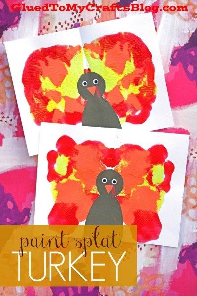 Glued To My Crafts - Colorful Paint Splat Turkey kid craft idea - you won't need elaborate supplies or a ton of time! I've even included a FREE PRINTABLE to get you started! Prek Thanksgiving, November Projects, November Themes, November Preschool, November Art, Colorful Turkey, Turkey Crafts Kids, Thanksgiving Crafts For Toddlers, Preschool Thanksgiving