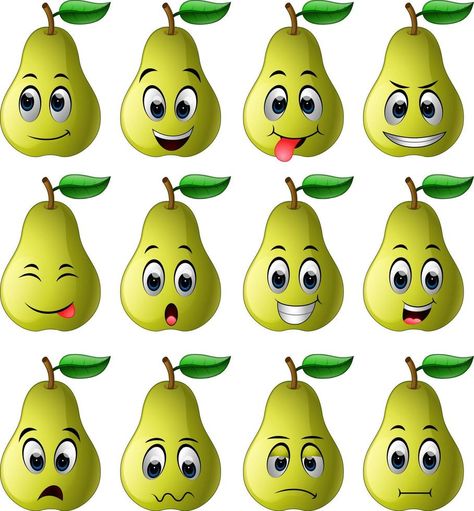 pear with different emoticons Vector Doodle, Baby Nest, Cartoon Images, 2d Art, Pear, Vector Free, Doodles, How To Draw Hands, Clip Art