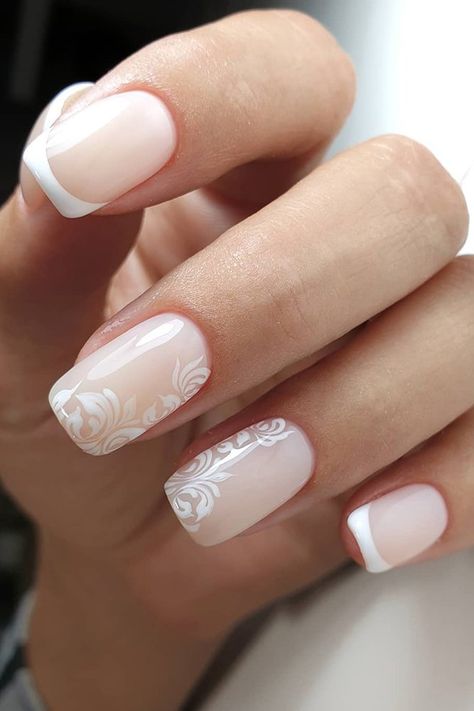 30 Pinterest Nails Wedding Ideas You Will Like | Wedding Forward Lace Wedding Nails, Vintage Wedding Nails, Pinterest Nail Ideas, Nail Art Mariage, Wedding Day Nails, Bridal Nails Designs, Wedding Nail Art Design, Bridal Nail Art, Pinterest Nails