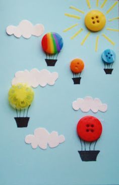 1000+ ideas about Button Crafts on Pinterest | Buttons, Button Art ... Card With Buttons, Diy Bricolage, Aktivitas Montessori, Hot Air Balloons, Button Cards, Button Art, Birthday Cards Diy, Childrens Crafts, Button Crafts