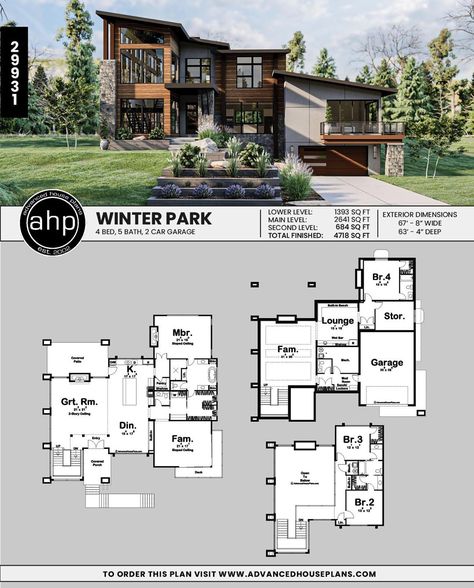 Modern Mountain Home Floor Plans, Dream House Plans Modern, Modern Family House Plans, Modern Villa Plan, Mountain Home Floor Plans, Modern Mountain House Plans, Brindleton Bay, House Floorplan, Mountain House Plan