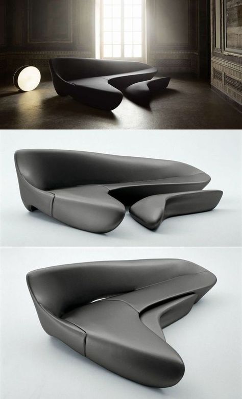 Characterized by its fluid curves and sinuous form, the Moon sofa looks utterly comfortable, flexible, and elegant. Futuristic Sofa, Moon Sofa, Zaha Hadid Design, Living Room Aesthetic, Kitchen Lighting Design, Contemporary Bedroom Design, Luxury Furniture Design, Futuristic Furniture, Luxury Furniture Brands