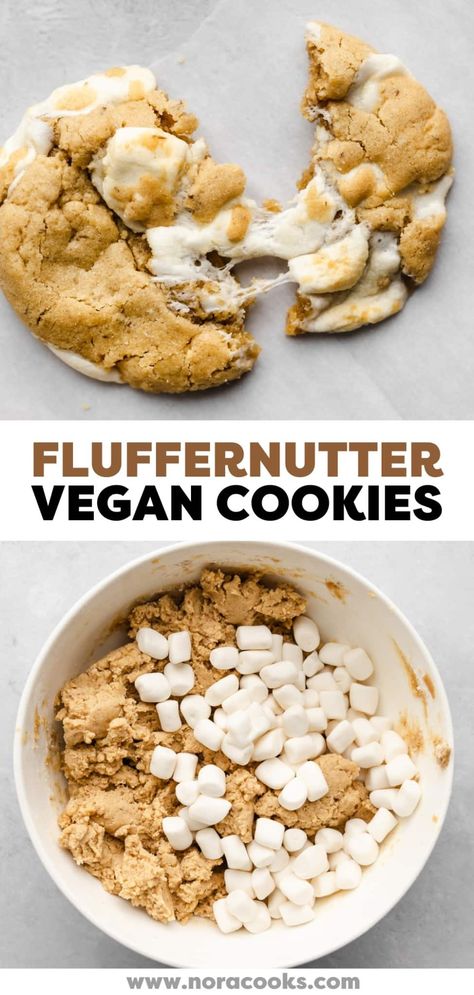 Fluffernutter Sandwich, Fluffernutter Cookies, Vegan Baking Recipes, Vegan Cookies Recipes, Vegan Christmas, Warsaw Poland, Vegan Dessert Recipes, Mini Marshmallows, Vegan Treats