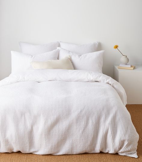 Australian Cotton Waffle Quilt Cover Set - White Bed Target, Waffle Quilt, Super King Size Bed, Superking Bed, White Quilt, Size King, King Bed, Quilt Cover Sets, Waffle Weave