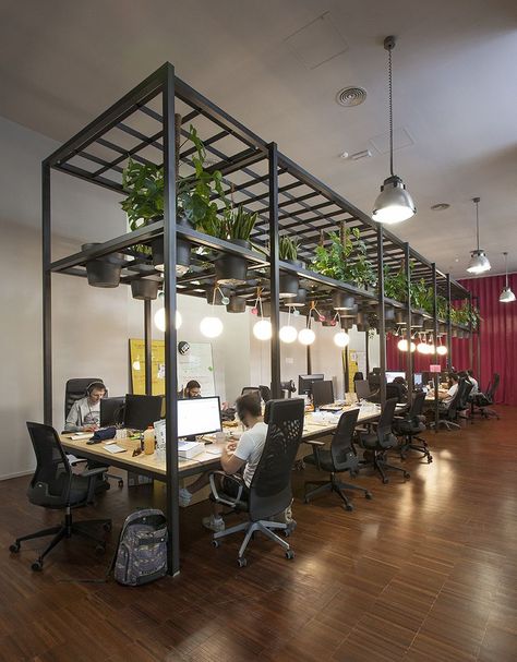 lagranja design create a leafy, light-filled office in barcelona Plant Office Design, Interior Kantor, Cool Office Space, Corporate Office Design, Plafond Design, Office Space Design, Modern Office Design, Office Furniture Design, Office Layout