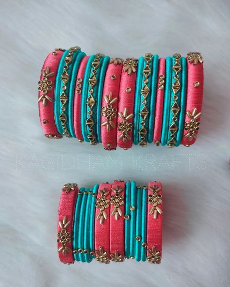 Mom & Daughter Combo Bangles Follow @kagidham.krafts FOR ORDERS DM/ WhatsApp @7418408622 SILK THREAD KUNDHAN BANGLES, CLIPS , KIDS BANGLES , HEAD BANDS 😍 Colors Can Be Customized Available in all Sizes 1.0 /1.2/2.0/2.2/2.4/2.6/2.8/2.10/2.12 💎Bridal Bangles 💎Baby Shower Return Gifts 💎Return Gifts 💎Gift Hampers 💎Regular Wears 💎Funcional Wear 💎Party Wear 💎Office Wear Baby Shower Return Gifts, Kids Bangles, Silk Thread Bangles Design, Latest Bridal Blouse Designs, Thread Bangles Design, Album Layout, Colorful Bangles, Photo Album Layout, Kundan Bangles