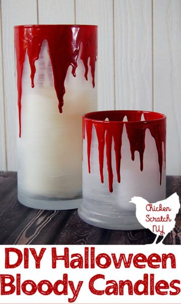 Diy Halloween Candle Holders, Halloween Candle Holders, Halloween Candles Diy, Scary Halloween Decorations Diy, Easy Crafts To Sell, Fake Candles, Halloween Candle, Spooky Halloween Decorations, Scary Halloween Decorations