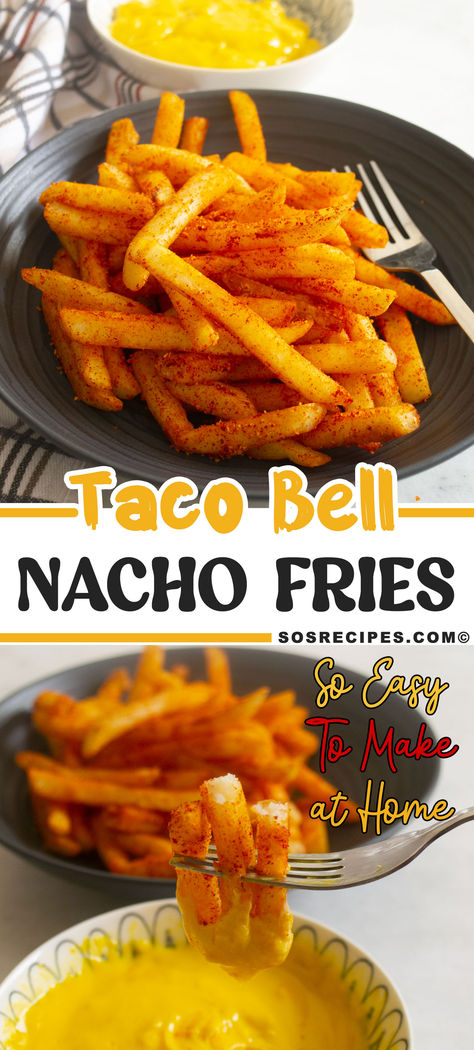 Nacho Fry Recipe, Nachos Fries Recipe, Easy Stuff To Cook For Dinner, Homemade Taco Bell Nacho Fries, Nacho Fries Taco Bell Recipe Air Fryer, Nacho Fry Seasoning Taco Bell, Chili Copycat Recipes, Food Recipes With Stuff At Home, How To Make Taco Bell Nacho Fries