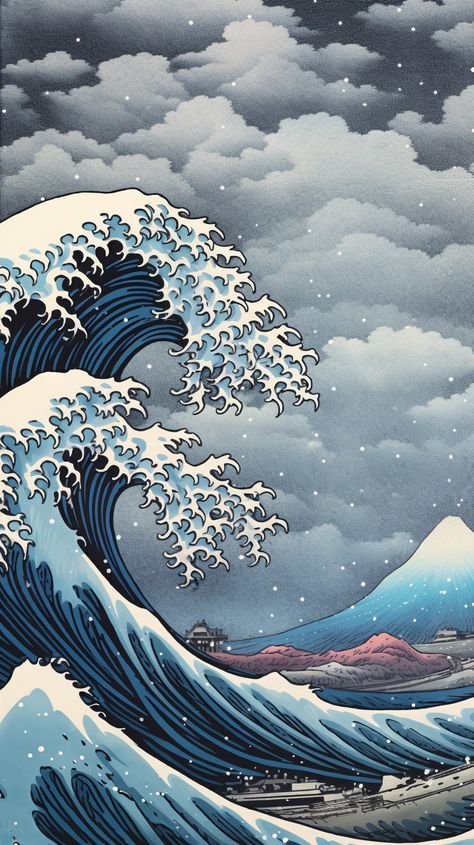 Experience the captivating appeal of Hokusai's Great Wave, a pinnacle of Japanese art Coastal Design Ideas, Japan Wave, Hokusai Paintings, Hokusai Great Wave, Japanese Wallpaper Iphone, Japanese Pop Art, Japanese Waves, The Great Wave, Waves Wallpaper