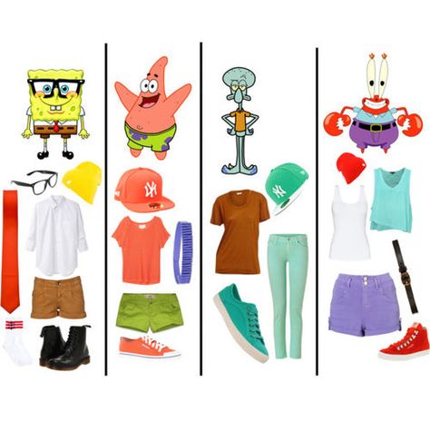 ha.. Halloween Costumes Coraline, Spongebob Outfit, Spongebob Costume, Disneybound Outfits, Friend Costumes, Cute Group Halloween Costumes, Bff Halloween Costumes, Best Friend Halloween Costumes, Trio Halloween Costumes